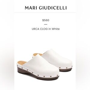 New Mari Giudicelli White Leather Urca Clog Mules Size 39 US 8.5 No Box $560